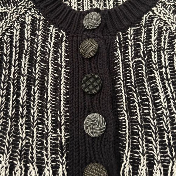 Pure Brand Black White English Handmade Cotton Cardigan Sweater Medium Large - Picture 10 of 12